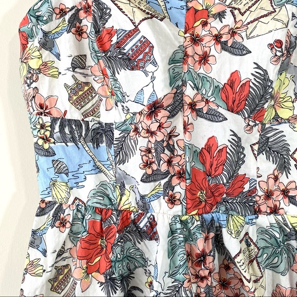 Floral Bailey Blue Postcard Fit & Flare Skater Sun Dress - Picture 3 of 8